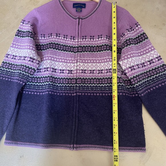 Vintage Women’s Purple Zip Cardigan Lambswool Size Large Charter Club - Picture 6 of 8